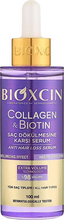 Сыворотка для увеличения объёма волос с коллагеном и биотином Bioxcin Collagen & Biotin Volum Boosting Hair Serum, 100 мл