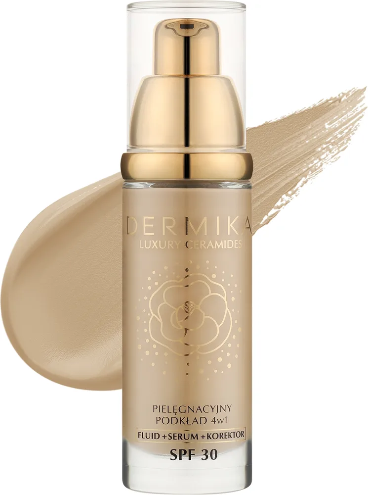 Тональная основа Dermika Luxury Ceramides Care Foundation 4in1 увлажняющая SPF 30, 30 мл, оттенок 01