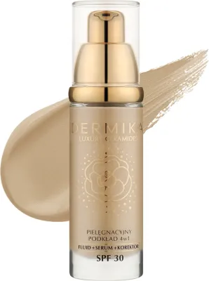 Тональная основа Dermika Luxury Ceramides Care Foundation 4in1 увлажняющая SPF 30, 30 мл, оттенок 01