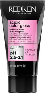 Маска для блеска окрашенных волос Redken Acidic Color Gloss, кислотный комплекс, глицерин, подсолнечное масло, за 1 минуту, 50 мл