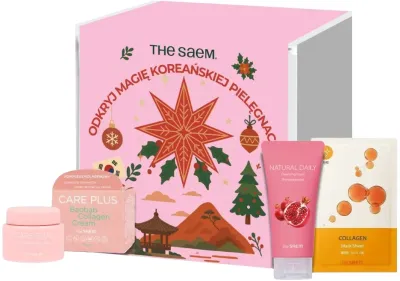 The Saem набор для ухода за лицом розовый с коллагеном: крем Care Plus Baobab 100 мл, пенка с гранатом 150 мл, тканевая маска 20 г