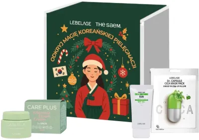 The Saem набор для ухода за лицом зелёный крем 100 мл + солнцезащитный крем 50 г + маска 28 мл, успокаивающий уход с полынью и центеллой