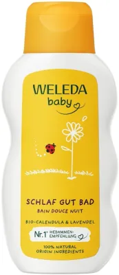 Weleda Baby Goodnight крем для купания и шампунь для детей с календулой и лавандой 200 мл, 2 в 1, без слёз
