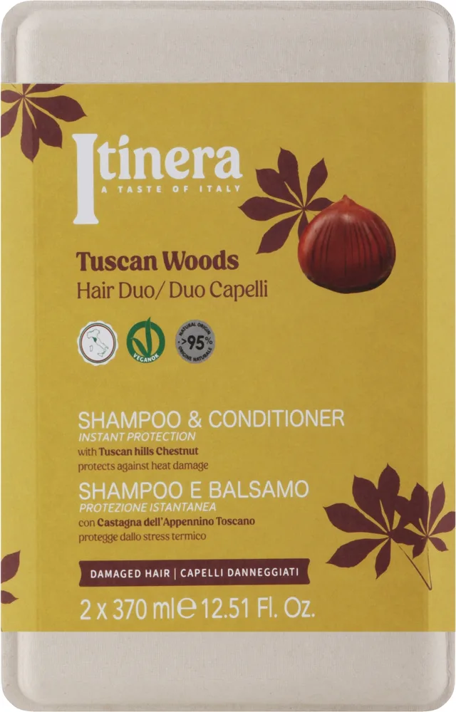 Набор для волос Itinera Tuscany Hills Chestnut шампунь и кондиционер с каштаном и термозащитой 370+370 мл