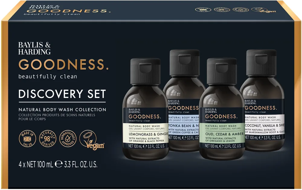 Набор гелей для душа Baylis & Harding Goodness Discovery четыре аромата на растительной основе 4x100 мл