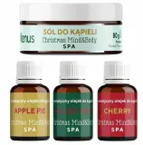Набор Venus Christmas Mind & Body SPA масла для ванны яблочный пирог вишня и глинтвейн 3 шт по 20 мл и морская соль 80 г — фото 3