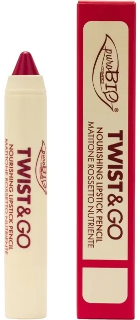 Помада-карандаш для губ PuroBio Cosmetics TWIST and GO Nourishing Lipstick Pencil питательная, кремовая, 2,9 г, оттенок 505 - Raspberry Red
