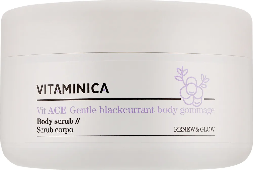Bioearth Bioearth Vitaminica Vit ACE Gentle Blackcurrant Body Gommage - Гель-скраб для тела Vitaminica Vit ACE с чёрной смородиной, 300 мл
