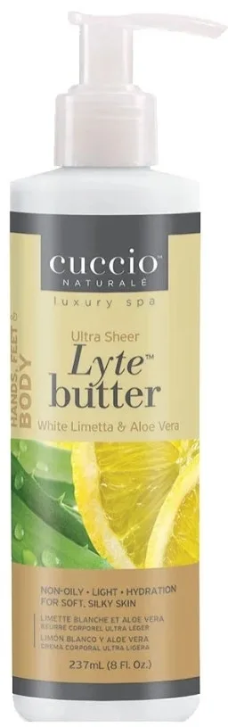 Масло-баттер для тела рук и стоп Cuccio Naturale Lyte Ultra Sheer белый лайм и алоэ вера 237 мл