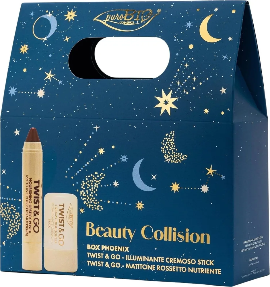 Набор для макияжа PuroBio Cosmetics Beauty Collision Box Phoenix помада-карандаш оттенок 505 2.9 г и кремовый хайлайтер 5 г