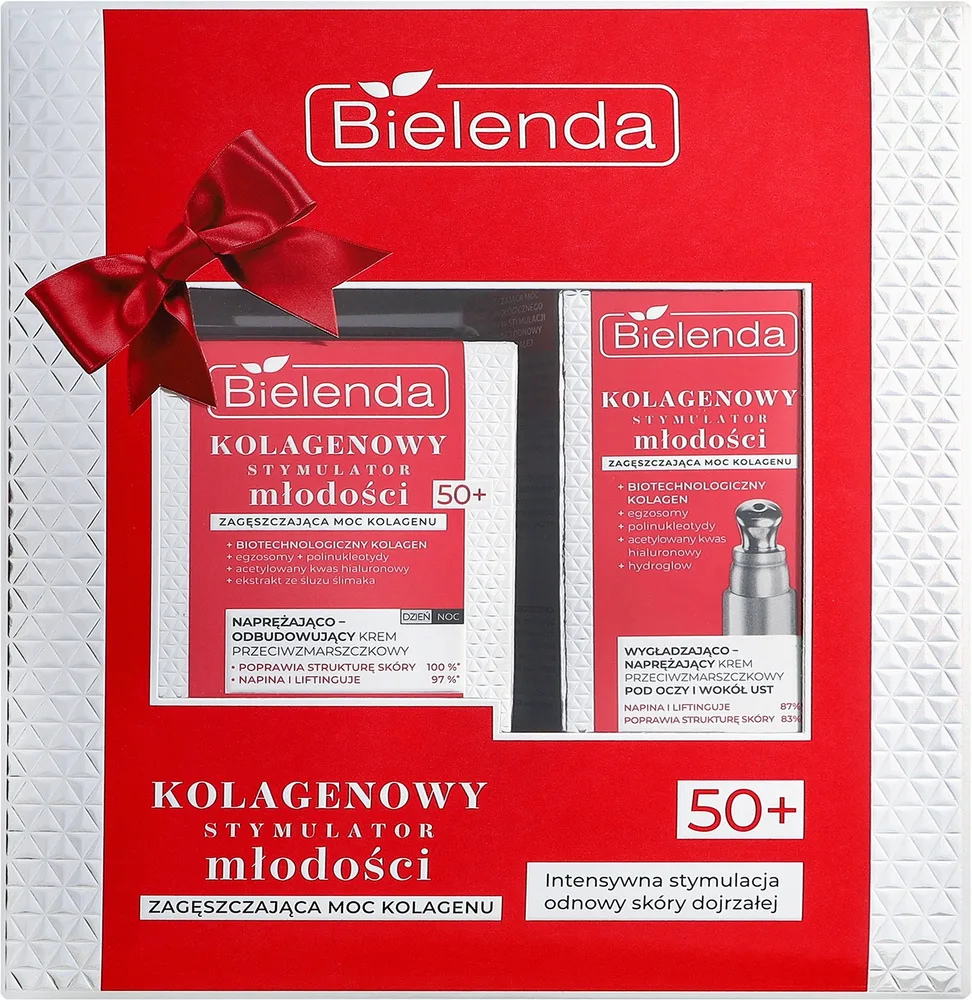 Набор для лица Bielenda Collagen Youth 50+ крем для лица и крем для глаз с растительными маслами для зрелой кожи 50+15 мл