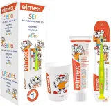 Набор для детей Elmex Kids зубная паста с фторидом зубная щетка и стакан для детей 3-6 лет 50 мл — фото 1