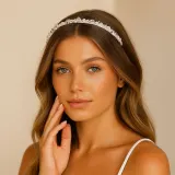 Ободок для волос Crystallove с горным хрусталём, из стали цвета розового золота, 1 шт — фото 2