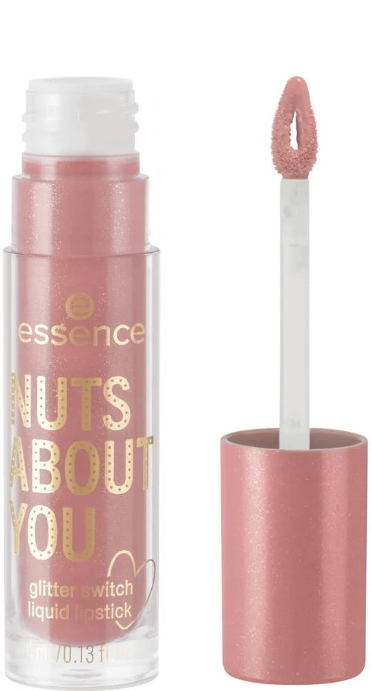 Жидкая помада для губ Essence Nuts About You Glitter Switch Liquid Lipstick, нюдовый оттенок, мерцающий финиш, 4 мл, оттенок 01 - Kiss Me Prince!