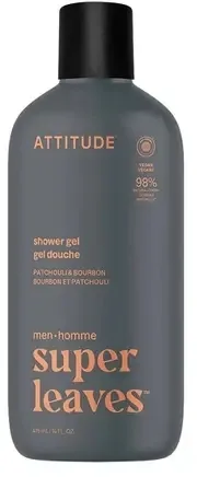 Гель для душа для мужчин Attitude Super Leaves Пачули и бурбон, веганский, 415 мл