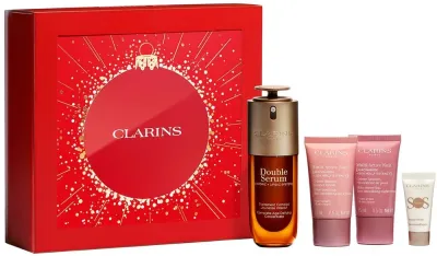 Clarins набор Double Serum and Multi-Active Collection: сыворотка 50 мл, дневной крем 15 мл, ночной крем 15 мл и праймер 5 мл, уход за лицом