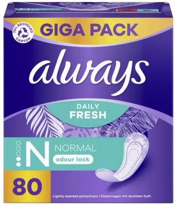 Прокладки ежедневные Always Dailies Fresh and Protect Normal с впитывающей сердцевиной, дышащие, 80 шт