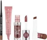 Набор для макияжа губ Essence Toffee Talk карандаш бальзам блеск с пептидами и масло для губ коричневые оттенки — фото 2