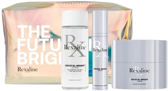 Набор для лица Rexaline Crystal Bright крем сыворотка и отшелушивающий лосьон с гиалуроновой кислотой для сияния 50+10+50 мл