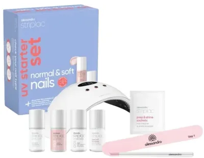 Набор для маникюра Alessandro International Striplac UV Starter Set 8 предметов лампа 36 Вт