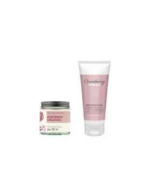 Набор Nova Kosmetyki крем для рук Cranberry Glow с маслом ши и соевая свеча с ароматом глинтвейна 50+120 мл