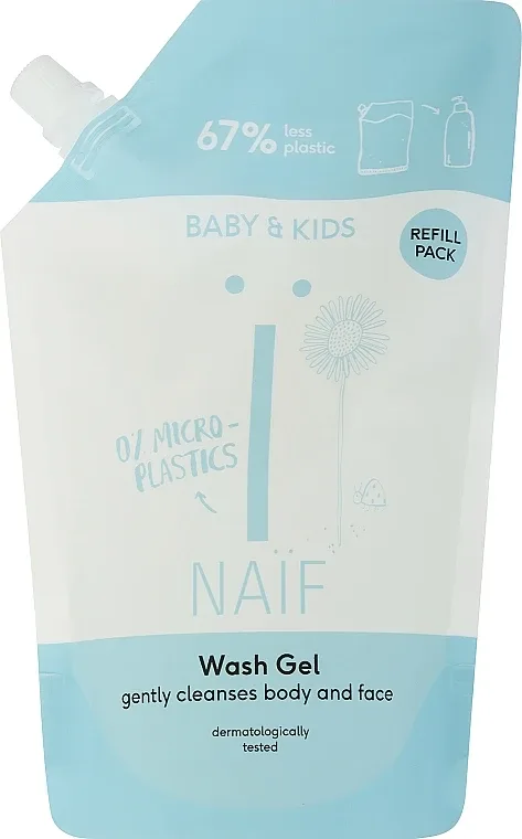 Очищающий гель для тела Naif Baby & Kids, сменный блок, для детей и малышей, 500 мл