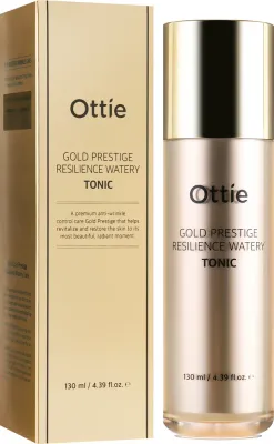 Ottie Gold Prestige Resilience Watery Tonic тоник для лица увлажняющий для плотности кожи, корейский уход 130 мл