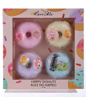 Love Skin Happy Donuts Mars набор бомбочек для ванны ароматических 4 шт по 60 г, шипучие шары для ванны, расслабляющий аромат