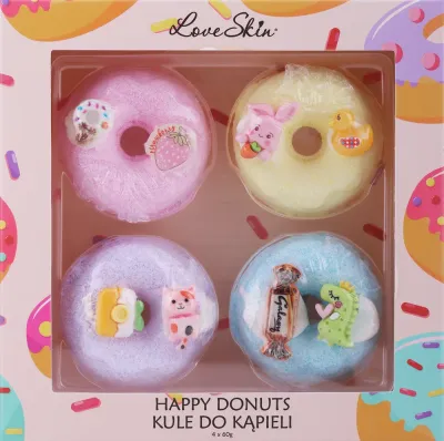 Love Skin Happy Donuts Galaxy набор ароматических шипучих бомбочек для ванны 4 шт. по 60 г