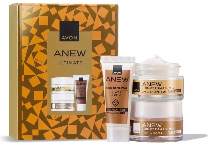 Набор для лица Avon Anew Ultimate дневной крем с SPF 20 ночной крем и сыворотка для зрелой кожи 15+15+10 мл