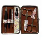 Маникюрный набор DuKaS PL 126SK 6 предметов, сапфировая пилка, футляр из натуральной кожи — фото 2