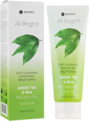 Jkosmec All Bright Green Tea BHA пилинг-гоммаж для лица с зелёным чаем 180 мл
