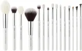 Набор кистей для макияжа Jessup White Silver Mix Hair Brush Set, модель T242, 15 шт — фото 1