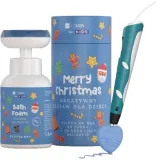 Детский набор HiSkin Merry Christmas пена для ванны с ароматом черники и пантенолом и 3D-ручка синий 300 мл — фото 1