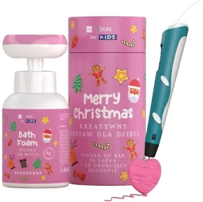 Детский набор HiSkin Merry Christmas пена для мытья рук и тела с пантенолом и 3D-ручка розовый 300 мл