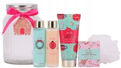 Набор Love Skin Sweet Vanilla Sugar скраб для тела 100 мл лосьон 75 мл гель для душа 75 мл соль для ванны 50 г и мочалка