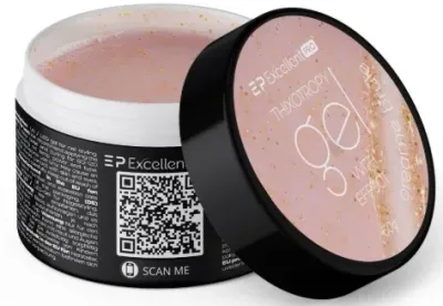Тиксотропный гель для ногтей Excellent Pro Thixotropy Gel With Effect с блёстками, самовыравнивающийся, 15 г, оттенок Creame Brule
