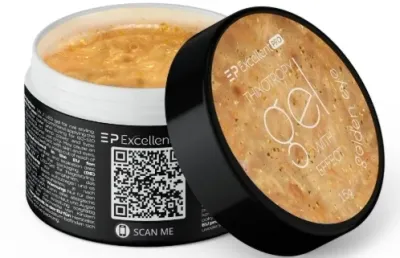Тиксотропный гель для ногтей Excellent Pro Thixotropy Gel With Effect с блёстками, самовыравнивающийся, 15 г, оттенок Golden Eye