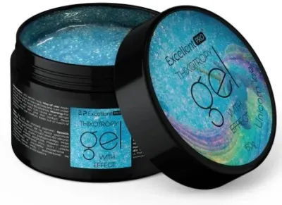 Тиксотропный гель для ногтей Excellent Pro Thixotropy Gel With Effect с блёстками, самовыравнивающийся, 50 г, оттенок Unicorn Ice
