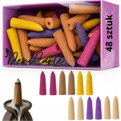 Благовония-конусы обратного потока Deni Carte Backflow Cones 3XL, 6 ароматов, 48 шт
