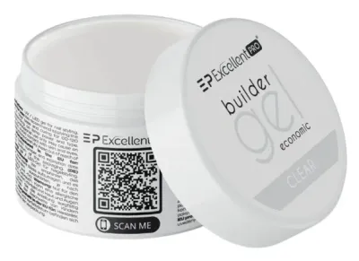 Строительный гель для ногтей Excellent Pro Builder Gel Economic средней вязкости, самовыравнивающийся, 50 г, оттенок Cover
