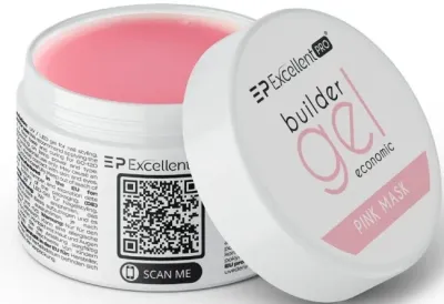 Строительный гель для ногтей Excellent Pro Builder Gel Economic средней вязкости, самовыравнивающийся, 50 г, оттенок Pink Mask