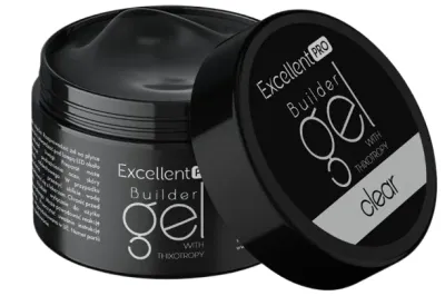 Однофазный гель для ногтей Excellent Pro Builder Gel With Thixotropy тиксотропный, жёсткий, 15 г, оттенок Clear