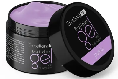 Однофазный гель для ногтей Excellent Pro Builder Gel With Thixotropy тиксотропный, жёсткий, 15 г, оттенок Purple