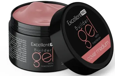 Однофазный гель для ногтей Excellent Pro Builder Gel With Thixotropy тиксотропный, жёсткий, 15 г, оттенок Cover Medium