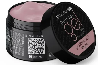 Однофазный гель для ногтей Excellent Pro Builder Gel With Thixotropy тиксотропный, жёсткий, 15 г, оттенок Pudding 2.0 Strong