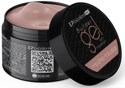 Однофазный гель для ногтей Excellent Pro Builder Gel With Thixotropy тиксотропный, жёсткий, 15 г, оттенок Mocha Mousse