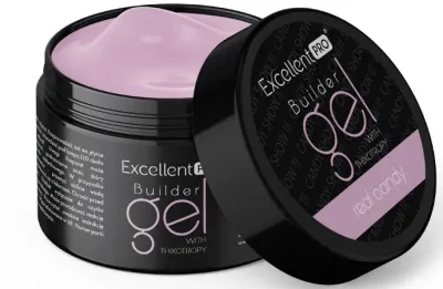 Однофазный гель для ногтей Excellent Pro Builder Gel With Thixotropy тиксотропный, жёсткий, 15 г, оттенок Real Candy