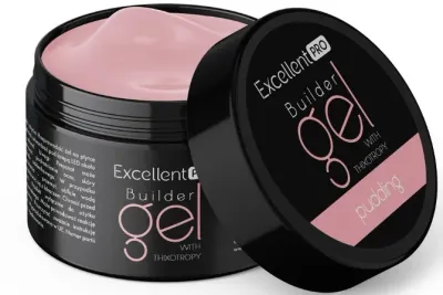 Однофазный гель для ногтей Excellent Pro Builder Gel With Thixotropy тиксотропный, жёсткий, 50 г, оттенок Pudding
