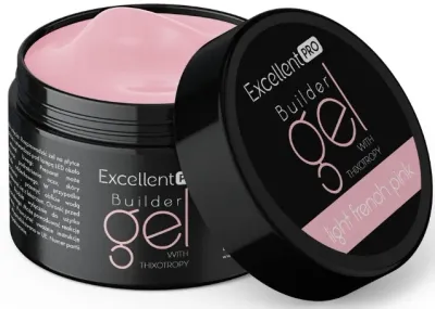 Однофазный гель для ногтей Excellent Pro Builder Gel With Thixotropy тиксотропный, жёсткий, 50 г, оттенок Light French Pink